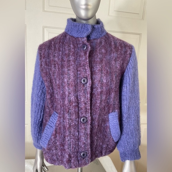 donegal design Sweaters - Donegal Design Handwoven Mohair Wool Blend Jacket Sweater Cardigan